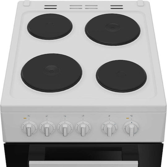 Indesit Aragaz 55lt cu Plite Emailate L50cm. White