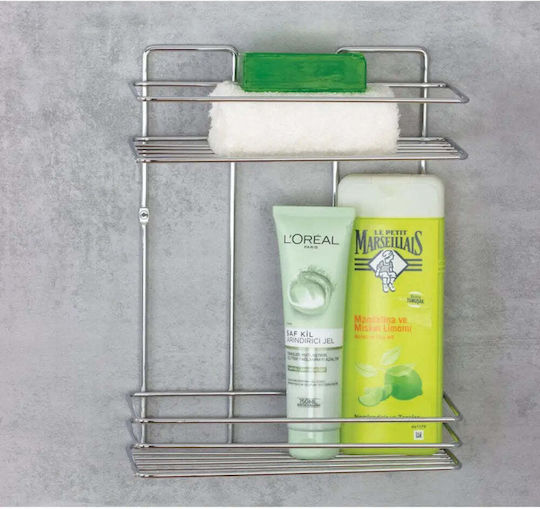 Metalife Стенен Рафт за баня Метален с 2 рафта 24x11x30см Сребриста