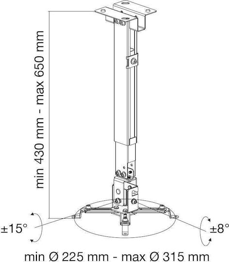 Manhattan Βάση Projector Τοίχου ICA-PM 16 με Μέγιστο Φορτίο 20kg Ασημί