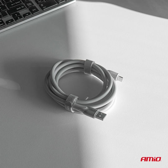 AMiO Regular USB 2.0 Cablu USB-C bărbătesc - USB-A 60W Alb 2m (04290)