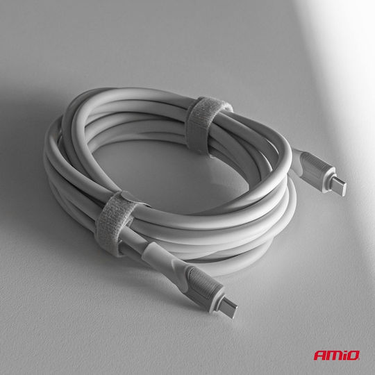 AMiO USB 2.0 Cable USB-C male - USB-C 60W Λευκό 3m 04293
