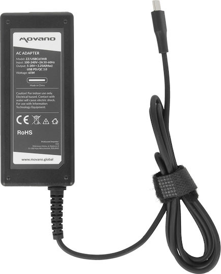Movano 65w Usb Type-c Usb-c Power Supply Black
