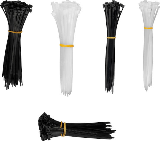 Δεματικα Δετικα Καλωδιων Tie Wrap Ταιραπ 2.5x100mm 3.6x150mm 4.8x200mm Μαυρο Λευκο Χρωμα Σετ Αμιο 500 Τεμ