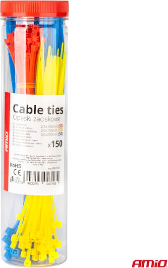 Δεματικα Δετικα Καλωδιων Tie Wrap Ταιραπ 2.5x100mm 2.5x150mm 3.6x200mm Διαφορα Χρωματα Σετ Αμιο 150 Τεμ
