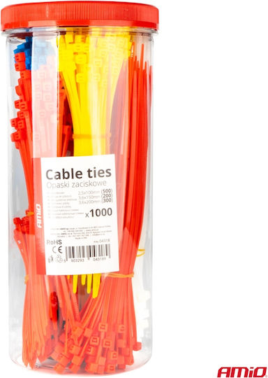 Δεματικα Δετικα Καλωδιων Tie Wrap Ταιραπ 2.5x100mm 3.6x150mm 3.6x200mm Διαφορα Χρωματα Σετ Αμιο 1000 Τεμ