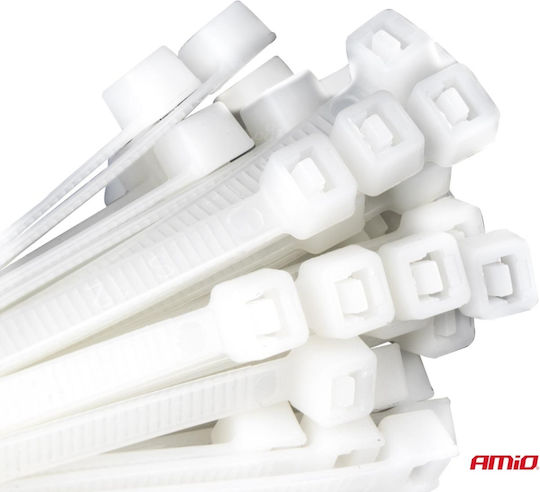AMiO Δεματικά Καλωδίων Πλαστικά 150mmx3.6mm σε Λευκό χρώμα (100τμχ) (04308)