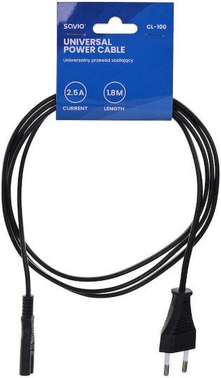 Savio Euro - IEC C7 Cable 1.8m Μαύρο CL-100