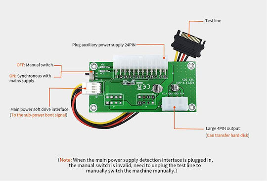 Atx 24-pin Dual Psu Power Sync Starter Extender Cable Bitcoin 17050