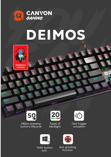 Canyon Deimos GK-4 Gaming-Technik Tastatur mit Benutzerdefiniert Blau Schaltern und RGB-Beleuchtung (Englisch US)