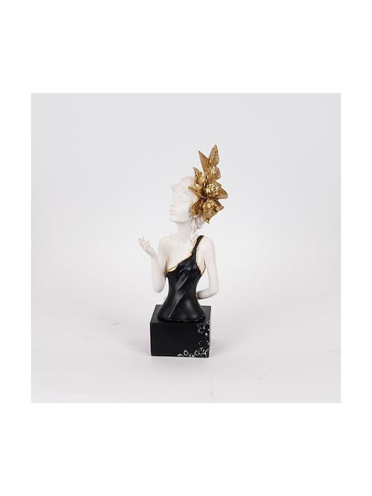 Tischdekoration Skulptur Frau Blume Weiß-Gold-Schwarz 14x13x35cm 14065 752-27198