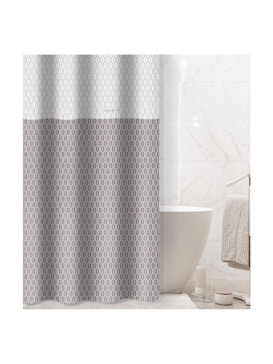 Guy Laroche Galleon Shower Curtain Fabric with Hooks 180x185cm Amethyst