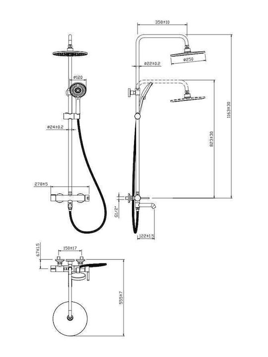 Fayans Shower Column without Mixer Silver