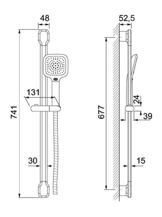 Fayans Duschsäule ohne Armatur Silber