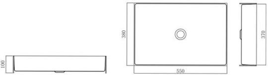 Tema Επικαθήμενος Νιπτήρας Inox 55x38x10cm Black Brushed