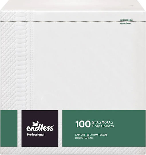 Endless Professional 100 Napkins 2 Plies White 38x38cm