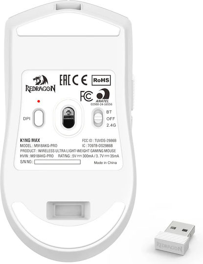 Redragon K1NG PRO MAX M918 Ασύρματο Gaming Ποντίκι 26000 DPI Λευκό