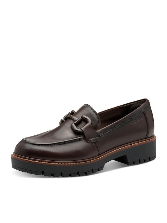 Leather Women's Moccasins in Brown Color
