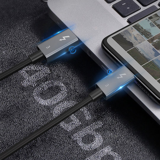 Cabletime Braided USB 2.0 Cable USB-C male - USB-C 100W Μαύρο 0.5m CT-C160-U31-TB3