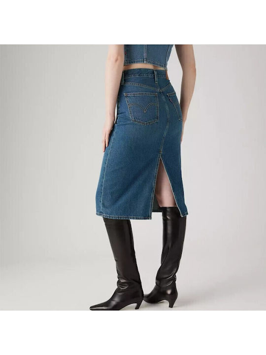 Denim Hoch tailliert Rock Blau