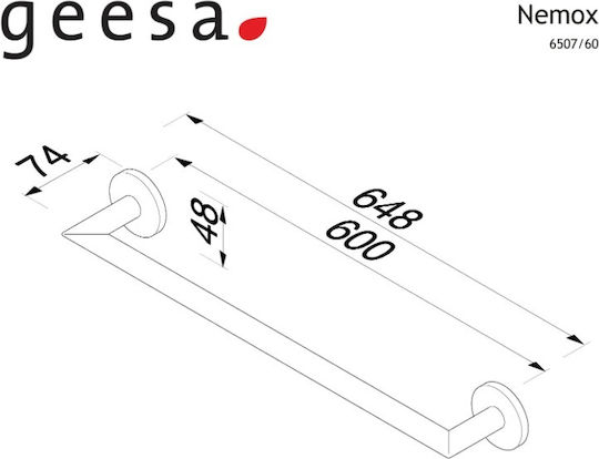 Geesa Nemox 6507/60-110 Badezimmerhaken 1 Stück Metallisch 60cm Inox Schrauben