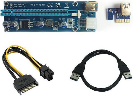 Kirobo 16x Pcie Pci-e 8x 4x 1x Powered Riser Adapter Card Ver006c 60 Cm Usb 3.0 Extension Cable
