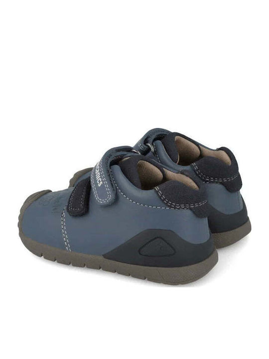 Anatomical Leather Kids Boots with Zipper Blue