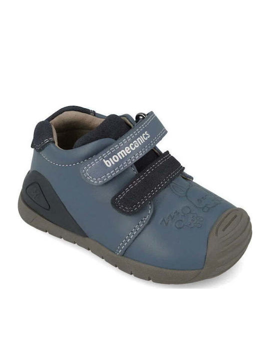 Anatomical Leather Kids Boots with Zipper Blue