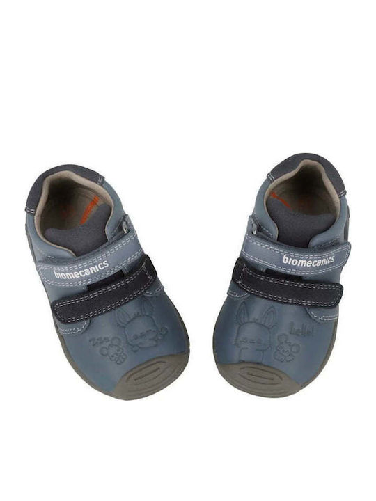 Anatomical Leather Kids Boots with Zipper Blue