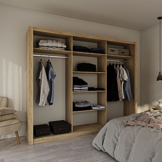 Grandio Τρίφυλλη Ντουλάπα Συρόμενη 250x60x215cm Σονόμα
