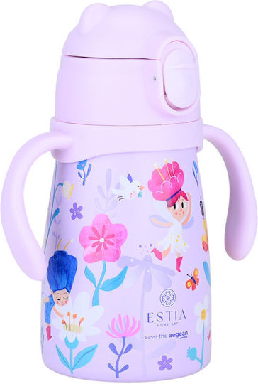 Estia Bubble Bottle Save The Aegean Kids Water Bottle Thermos Stainless Steel with Pop-Up Cap Non Spill Fairy Tales 300ml