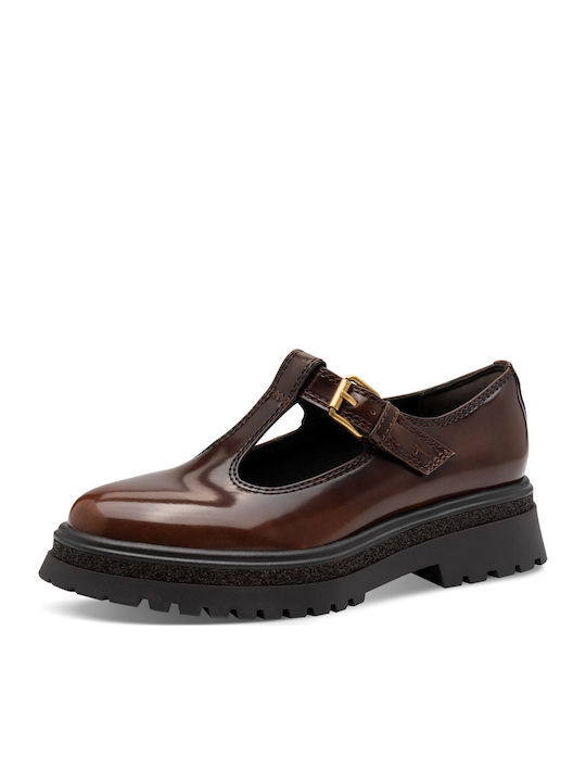 Patent Leather Women's Loafers in Brown Color