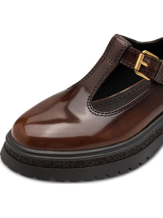 Patent Leather Women's Loafers in Brown Color