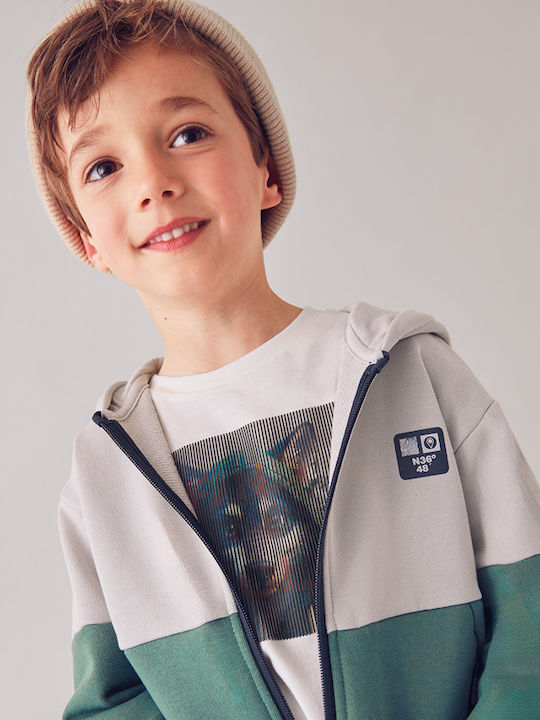 Kinderstrickjacke Baumwolle mit Kapuze Grün