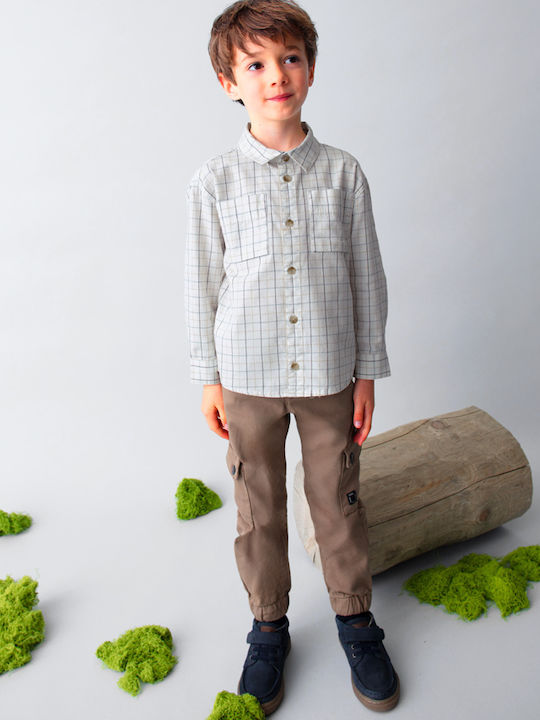 Kids Checked Shirt Long Sleeve Blue