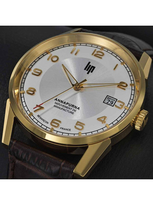 Lip Watches Men's Watch Automatic with Brown Leather Strap