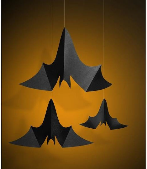 PartyDeco Bats Κρεμαστό Διακοσμητικό για Party Halloween σε Μαύρο χρώμα 3τμχ