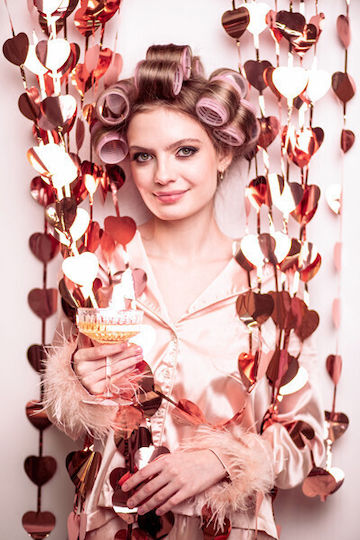 Decorative Curtain Hearts Rose Gold