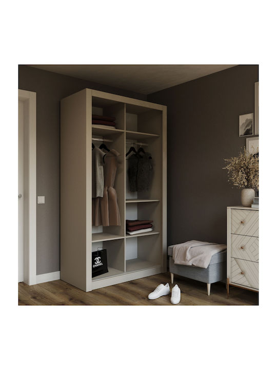Linea Δίφυλλη Ντουλάπα Συρόμενη Cashmere 120x60x215cm