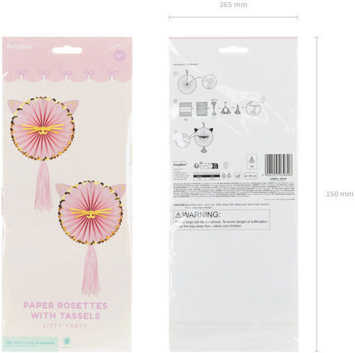 PartyDeco Hängendes Ornament für Party in Rosa Farbe 2 Stück 26 cm