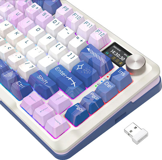 Redragon K708AK-RGB-PRO Ασύρματο Gaming Μηχανικό Πληκτρολόγιο 75% με RGB φωτισμό (Αγγλικό US) Πολύχρωμο