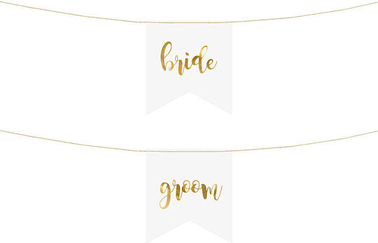 Chair Signs Bride & Groom White Gold