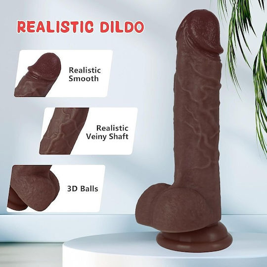 Smd Boytoy Realistic Dildo Realistic Penis Replica Scrotum Suction Cup 19.5cm Black