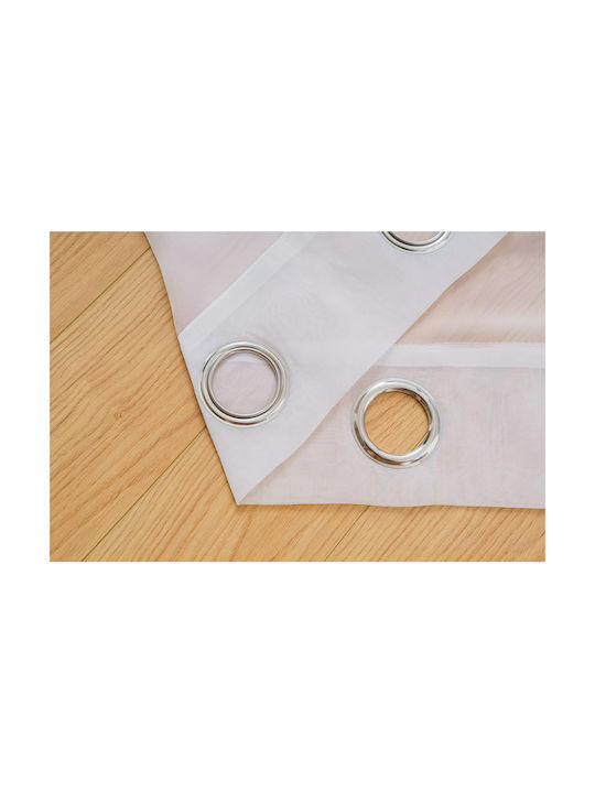 Cotton Market Κουρτίνα με Τρουκς Λευκή 200x250εκ.