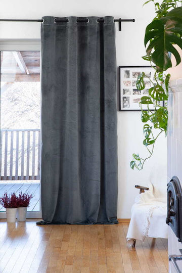 Cotton Market Perdea de Întunecare cu Capse Gri 140x270cm