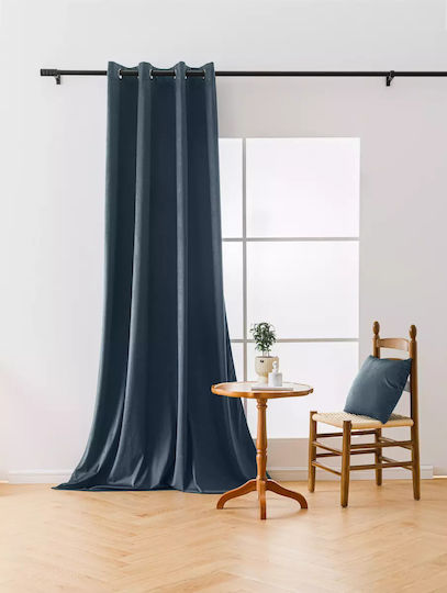 Cotton Market Завеса Затъмнение с Копчета Син 140x250бр