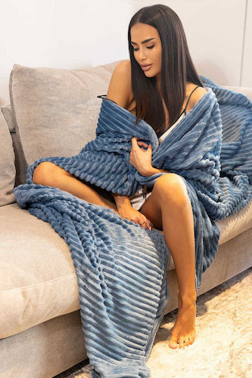 Cotton Market Κουβέρτα Fleece Μονή 170x210εκ. Blue