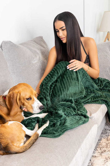 Cotton Market Одеяло Флийс Единично 170x210см. Bottle Green