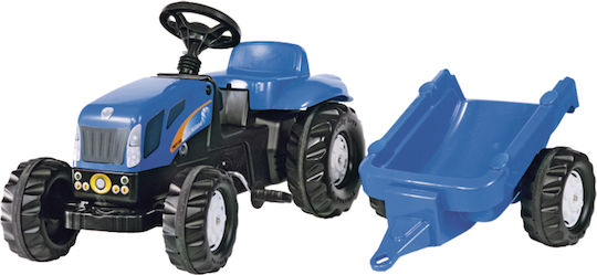 Kids Ride On Tractor Foot-to-Floor with Trailer and Pedal Blue for 3+ Years