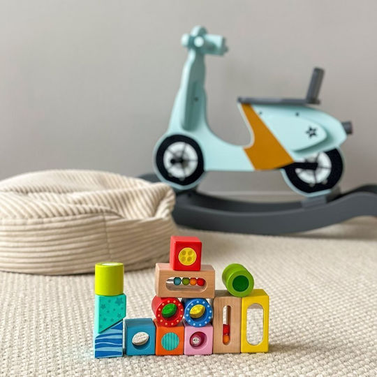 Tooky Toys Wooden Building Blocks Multi Function for 1+ Year 12 Pieces