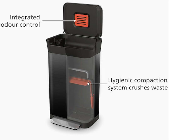 Joseph Joseph Les Collectors Mülleimer aus Inox mit Pedal Schwarz 30lt